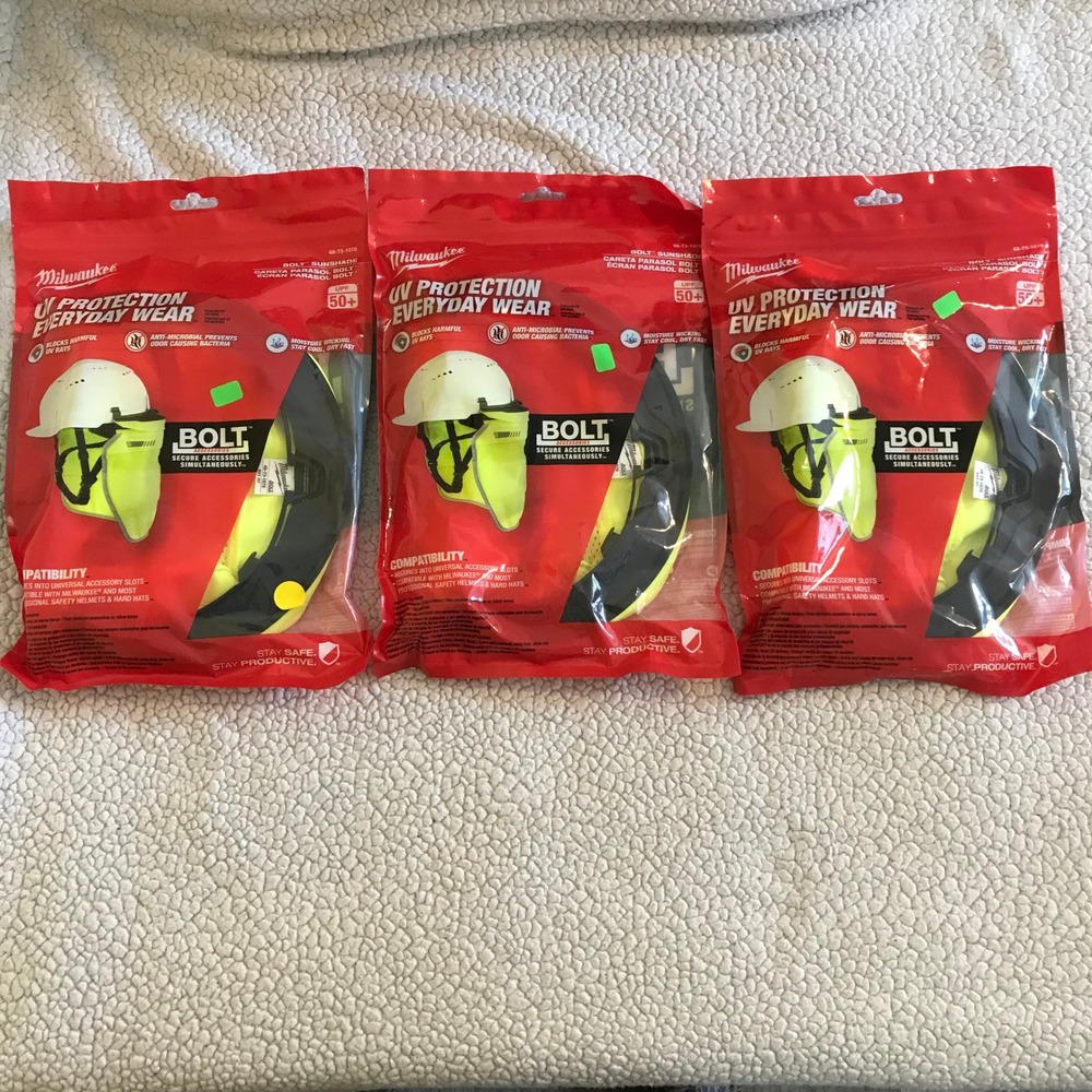 3 Pack Milwaukee BOLT Sunshade UV Protection Hard Hat Accessory 48-73-1070 NEW